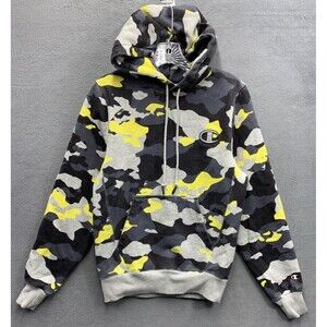 Champion Fleece Pullover Camo Camouflage Hoodie Drawstring Mens  X-Small